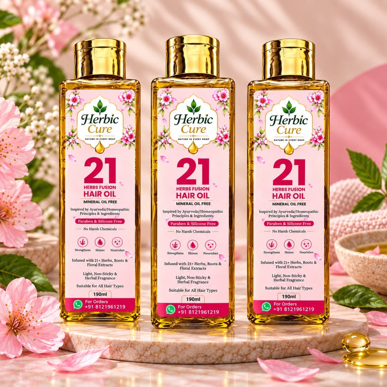 Herbic Cure - 21 Herbs Fusion Hair Oil (Q3 - Pack of 3)
